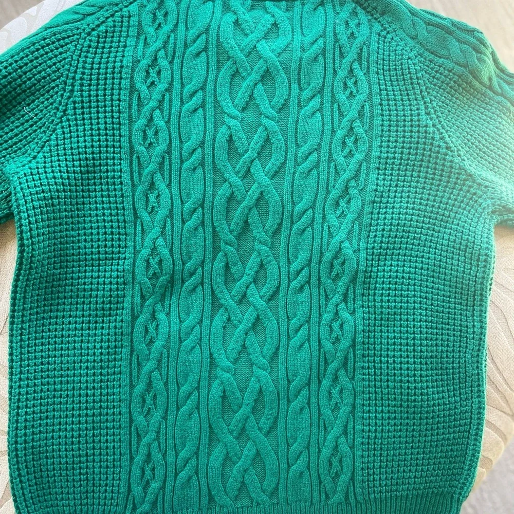 Lands' End Men's Emerald Cable Knit Sweater